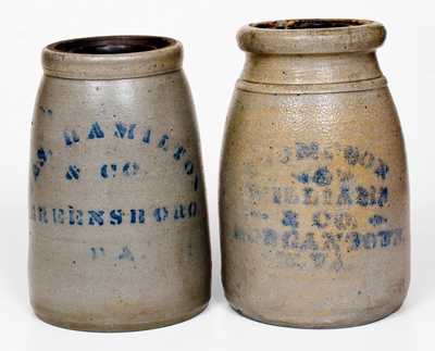 Lot of Two: MORGANTOWN, W. VA and GREENSBORO, PA Stoneware Canning Jars