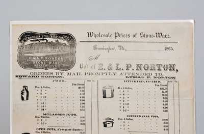 E. & L. P. NORTON / BENNINGTON, VT Illustrated Stoneware Billhead