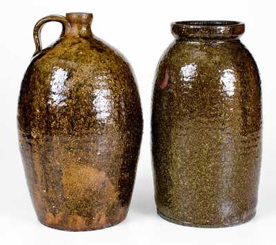 Lot of Two: Alkaline-Glazed Stoneware Vessels incl. Georgia Jug