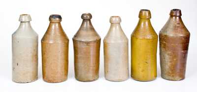 Lot of Six: Stoneware Soda Bottles with Impressed Names