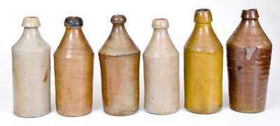 Lot of Six: Stoneware Soda Bottles with Impressed Names