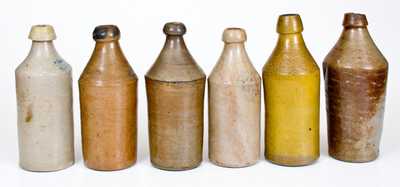 Lot of Six: Stoneware Soda Bottles with Impressed Names