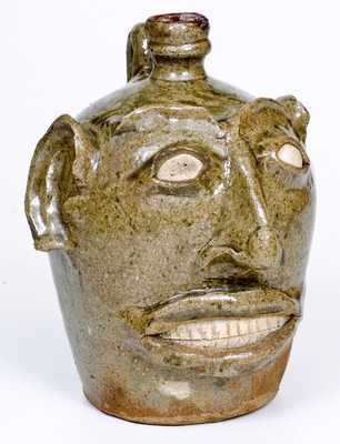 Rare and Important Large-Sized Edgefield, SC Stoneware Face Jug, c1845-65