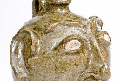 Rare and Important Large-Sized Edgefield, SC Stoneware Face Jug, c1845-65