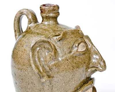 Rare and Important Large-Sized Edgefield, SC Stoneware Face Jug, c1845-65