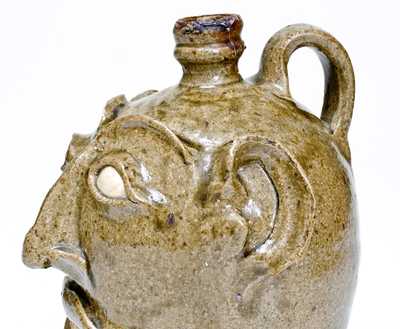 Rare and Important Large-Sized Edgefield, SC Stoneware Face Jug, c1845-65