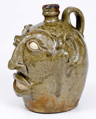 Rare and Important Large-Sized Edgefield, SC Stoneware Face Jug, c1845-65
