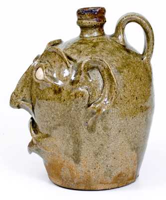 Rare and Important Large-Sized Edgefield, SC Stoneware Face Jug, c1845-65