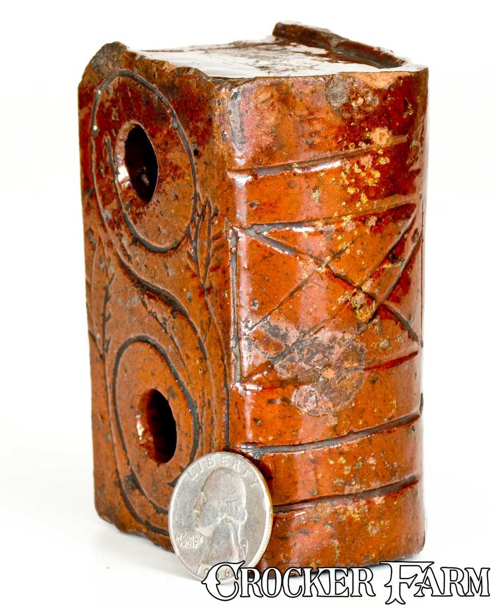 Unusual Redware Book-Form Inkwell Inscribed