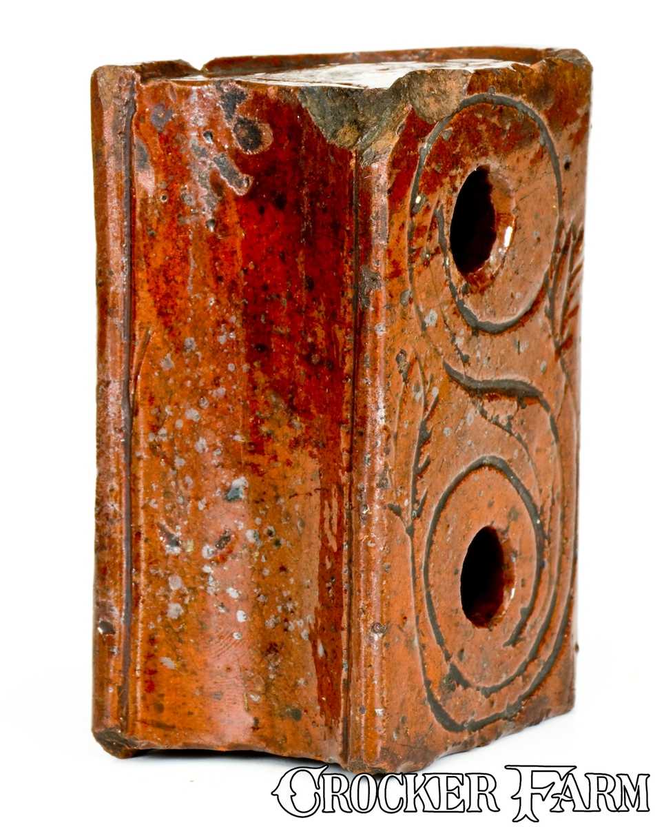 Unusual Redware Book-Form Inkwell Inscribed