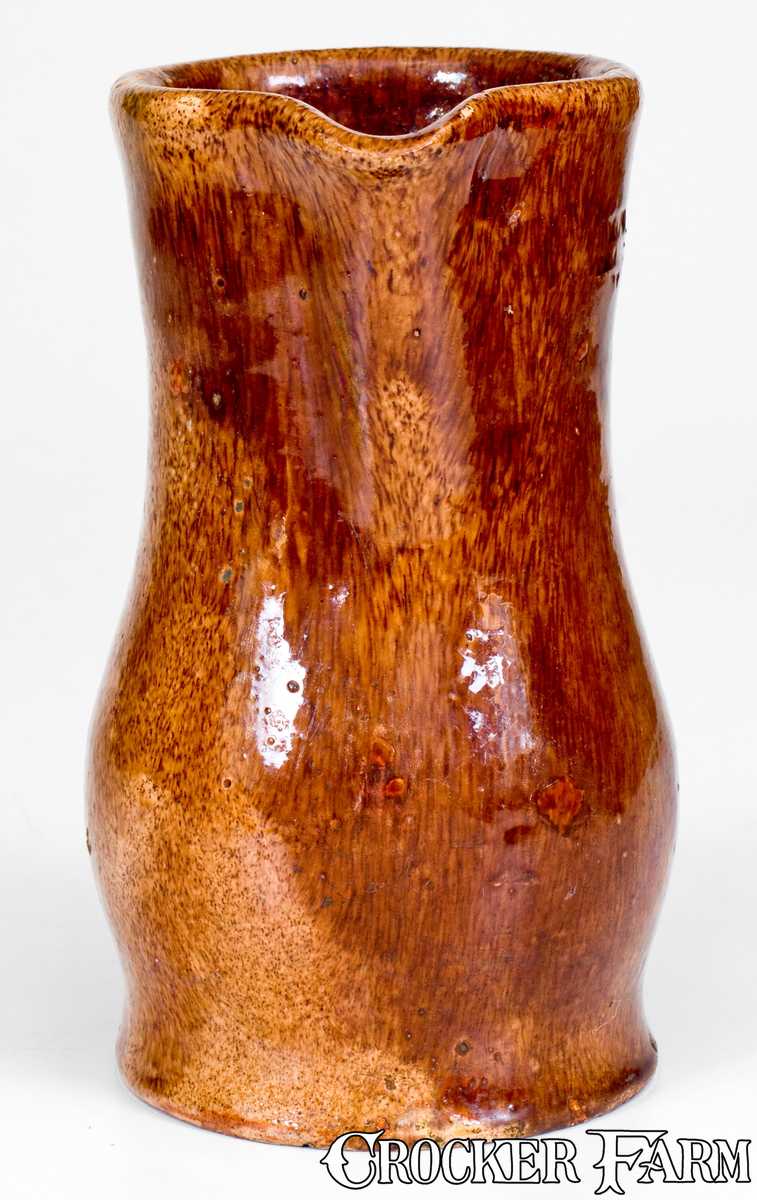 Rare SOLOMON BELL / STRASBURG, VA Redware Pitcher with Molded Handle ...