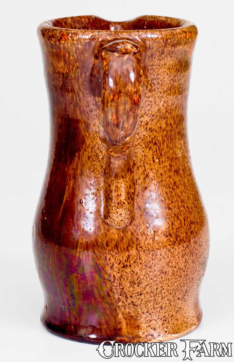 Rare SOLOMON BELL / STRASBURG, VA Redware Pitcher with Molded Handle ...