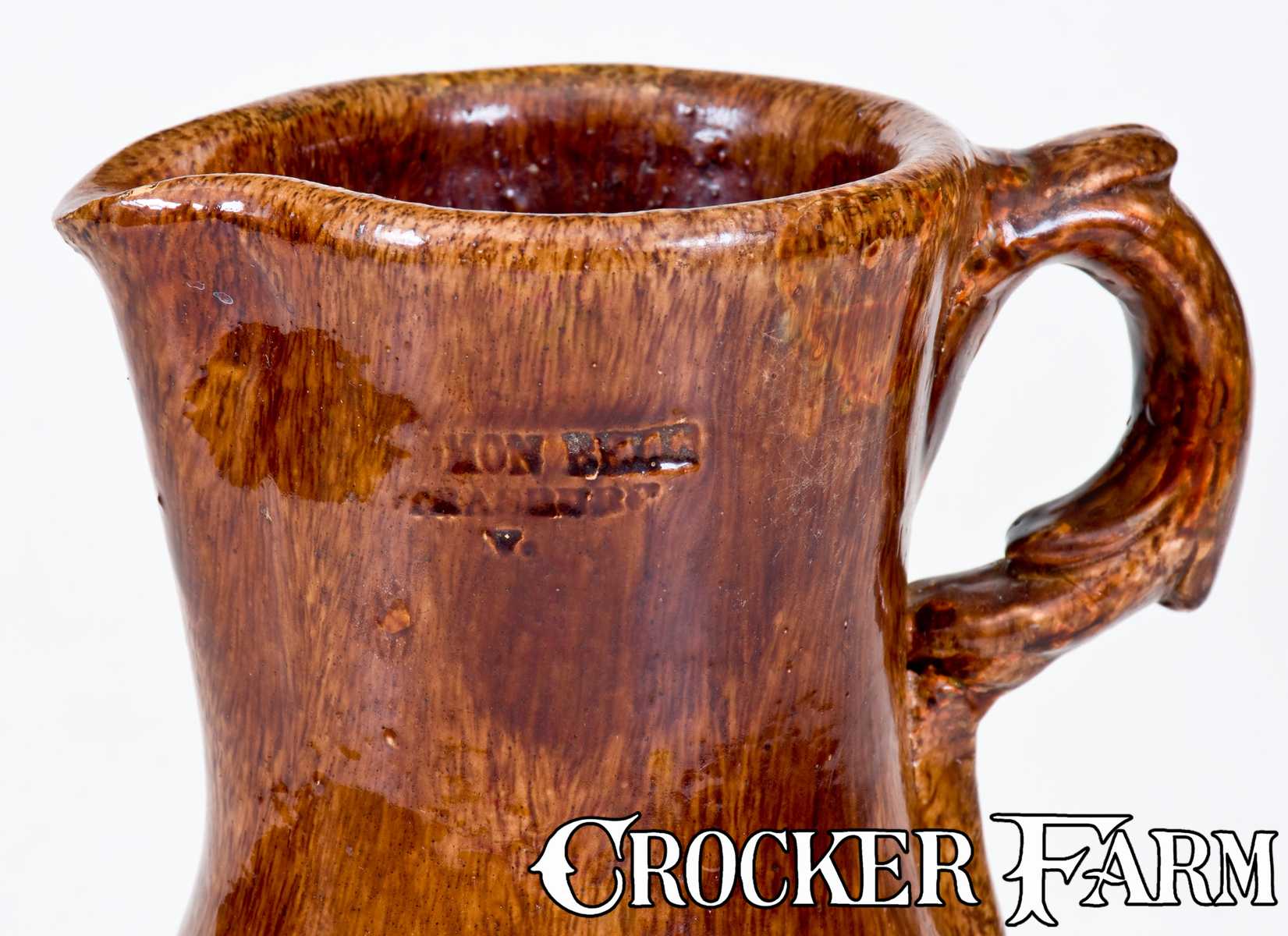 Rare SOLOMON BELL / STRASBURG, VA Redware Pitcher with Molded Handle ...