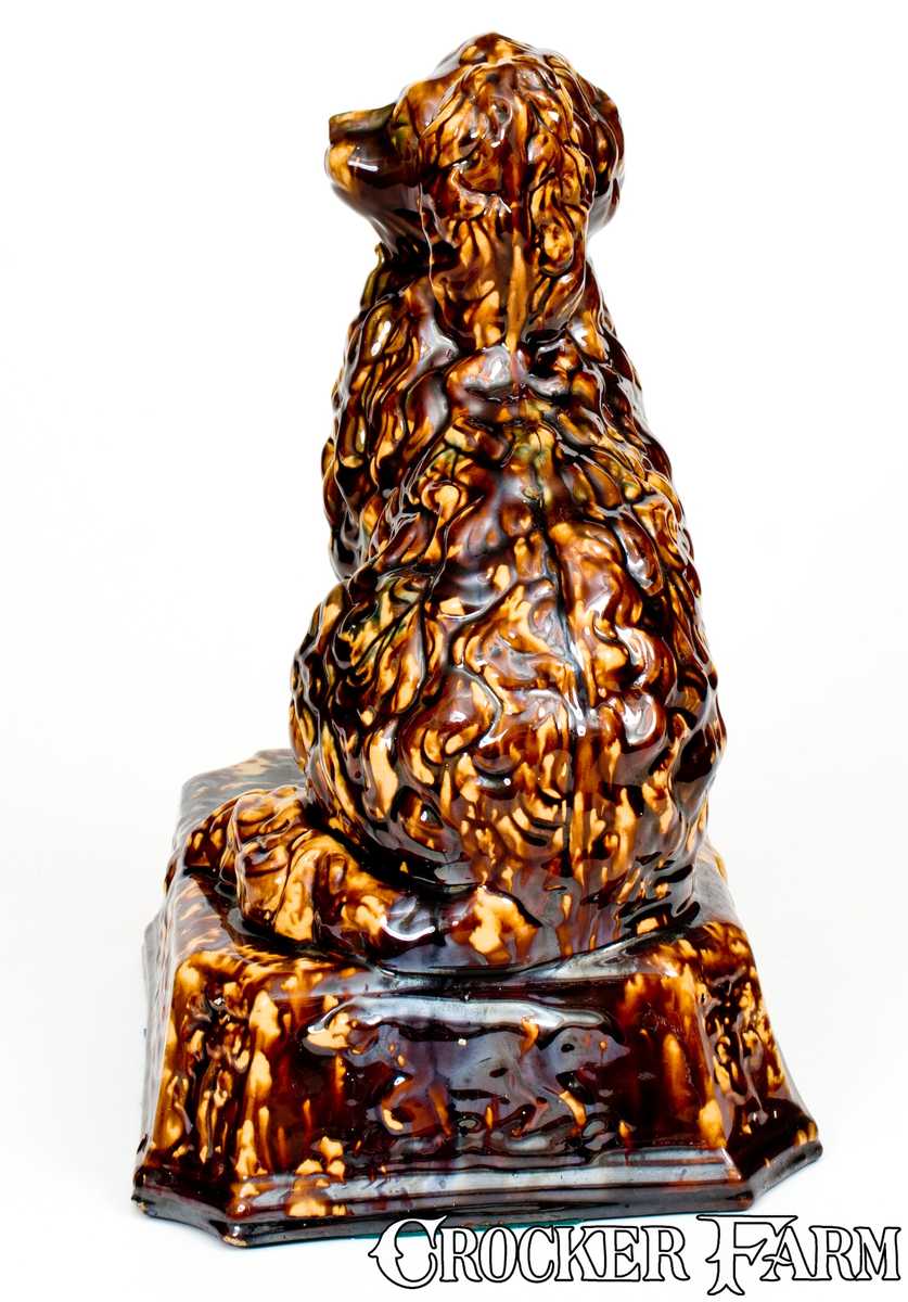 Yellow Ware Rockingham Dogs Fine Large-Sized Rockingham Ware Spaniel with Elaborate Base, probably ...