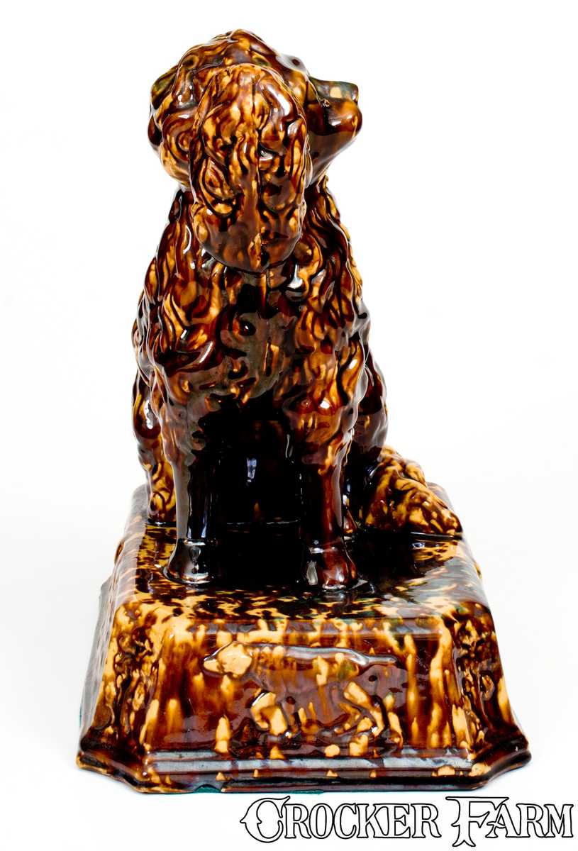 Spaniel Rockingham Fine Large-Sized Rockingham Ware Spaniel with Elaborate Base, probably ...