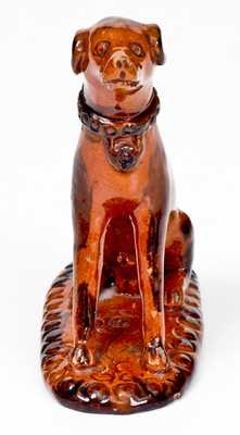 Antique American Redware Dog Figure, probably Pennsylvania origin