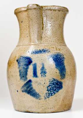 One-and-a-Half-Gallon Ohio Stoneware Pitcher w/ Cobalt Tornado Decoration, c1880