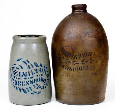 Two Pieces of Greensboro, PA Stoneware, circa 1875