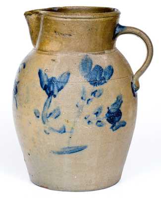 A.J. WATSON, Lawrence County, PA Stoneware Pitcher w/ Cobalt Floral Decoration.