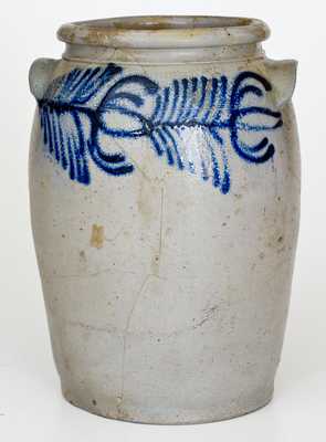 B.C. MILBURN / ALEXA Stoneware Jar with Cobalt Floral Decoration, circa 1850