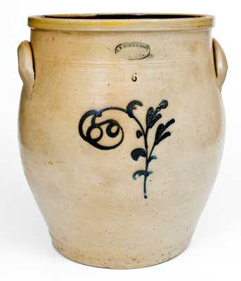 Six-Gallon A.E. SMITH & SONS, / MANUFACTURERS / 38 Peck Slip, N.Y. Stoneware Jar