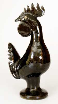 Alkaline-Glazed Edwin Meaders, Cleveland, GA Figure of a Rooster, 1984