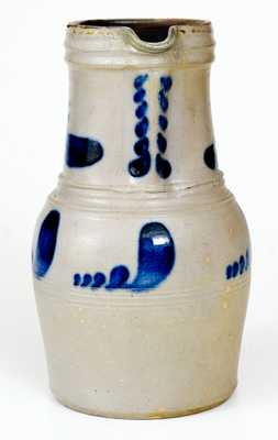 Rare One-Gallon Cobalt-Decorated Stoneware Pitcher, Western PA origin, circa 1855