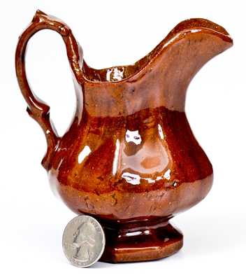 Miniature Glazed Redware Molded Pitcher, attrib. Henry Gast, Lancaster, PA