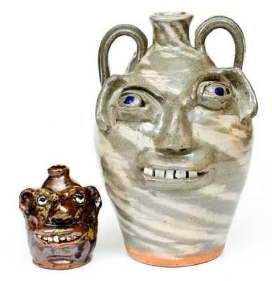 Two Southern Stoneware Face Jugs, fourth quarter 20th century