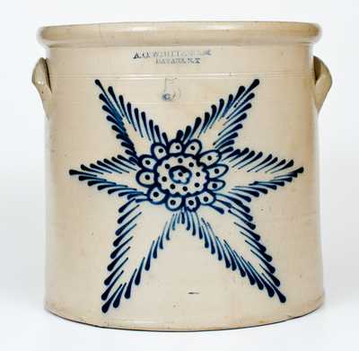 5 Gal. A. O. WHITTEMORE / HAVANA, NY Stoneware Crock w/ Elaborate Starburst