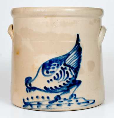 4 Gal. Stoneware Crock with Bold Chicken Pecking Corn Decoration, Ellenville, NY