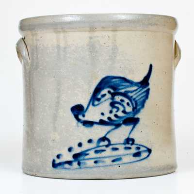 2 Gal. Stoneware Crock with Chicken Pecking Corn Decoration, Ellenville, NY