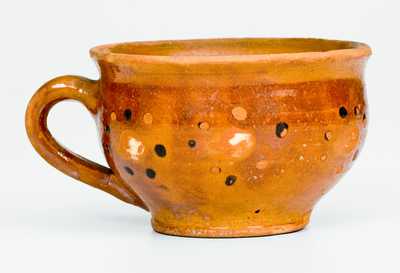 Very Rare Redware Cup with Floral Decoration attrib. Solomon Loy, Alamance County, NC