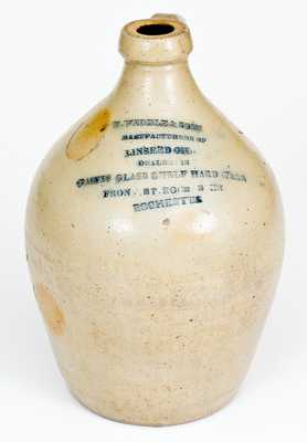 Rare ROCHESTER, NY Stoneware Advertising Jug w/ Detailed Impressed Inscription