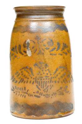 Stephen H. Ward, West Brownsville, PA Stoneware Jar w/ Stenciled Eagle Decoration