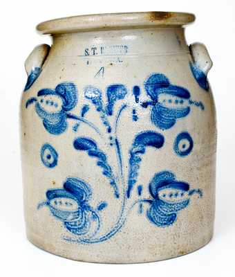 4 Gal. S. T. BREWER / HAVANA Stoneware Jar with Floral Decoration