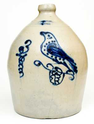 3 Gal. S. HART / FULTON Stoneware Jug with Bird Decoration