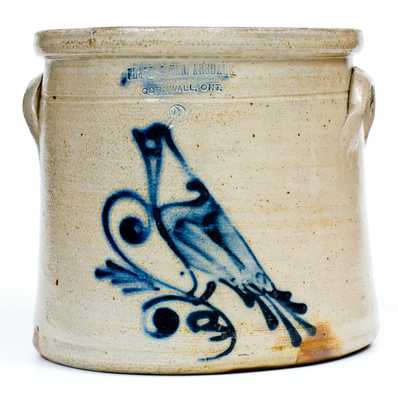 2 Gal. FLACK & VAN ARSDALE / CORNWALL, ONT. Stoneware Crock w/ Bird Decoration