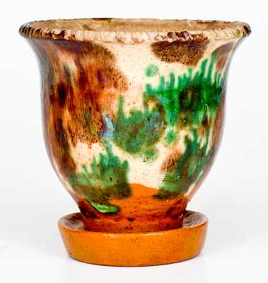 Small Multi-Glazed Redware Flowerpot, Strasburg, VA, circa 1890