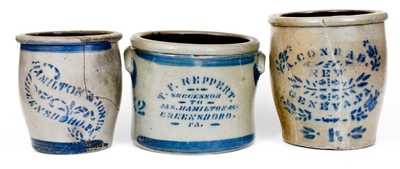 Lot of Three: Western PA Stoneware Jars by REPPERT, HAMILTON & JONES, CONRAD