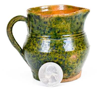 Very Fine Miniature Green-Glazed Southern Redware Pitcher, Salem, NC or Virginia origin