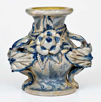 Exceptional Cobalt-Decorated Stoneware Vase Inscribed Anna Pottery / 1884, Wallace and Cornwall Kirkpatrick, Anna, IL