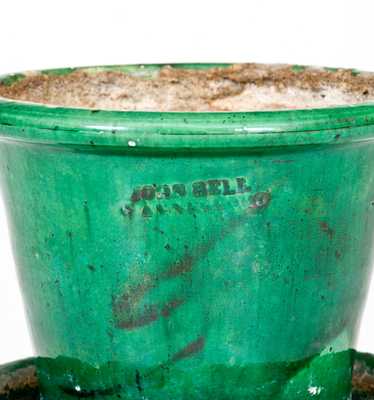 Exceptional JOHN BELL / WAYNESBORO Green Copper-Glazed Redware Flowerpot