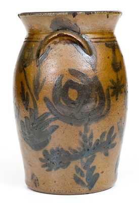 Extremely Rare Miniature Jane Lew, West Virginia, Stoneware Churn with Elaborate Decoration