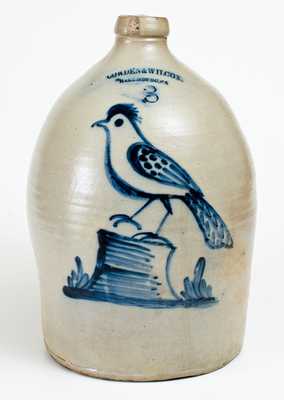 Exceptional COWDEN & WILCOX / HARRISBURG, PA Three-Gallon Stoneware Bird Jug