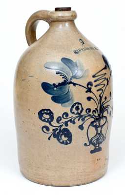Very Rare Two-Gallon HARRISBURG (John Young) Stoneware Jug w/ Flowering Urn Design