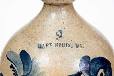 Very Rare Two-Gallon HARRISBURG (John Young) Stoneware Jug w/ Flowering Urn Design