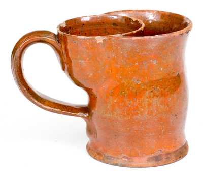 Rare Slip-Decorated Redware Presentation Shaving Mug, Inscribed 