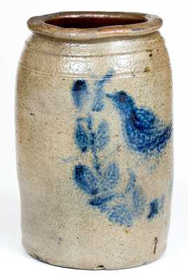 Unusual One-Gallon Stoneware Bird Jar, possibly Midwestern
