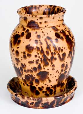 Extremely Rare Redware Bulb Pot, probably William Eby, Conestogo, Ontario, Canada